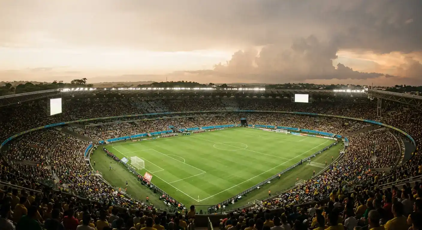 Åbent stadion en varm, fugtig aften før en kamp ved VM 2026