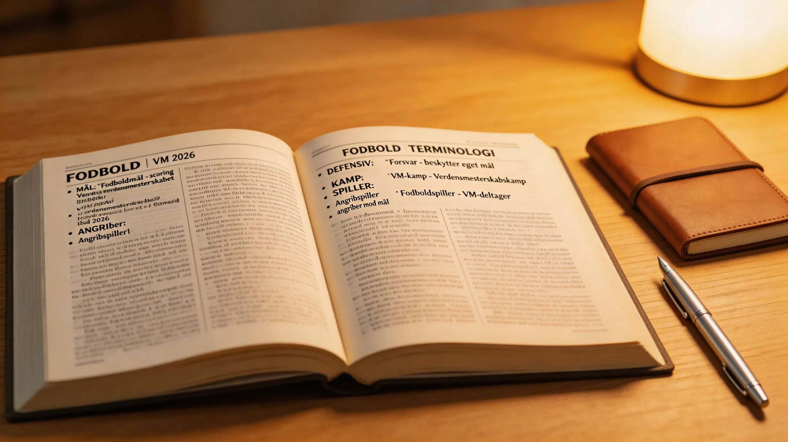 Opslagsbog med fodbold- og betting-termer fordelt alfabetisk